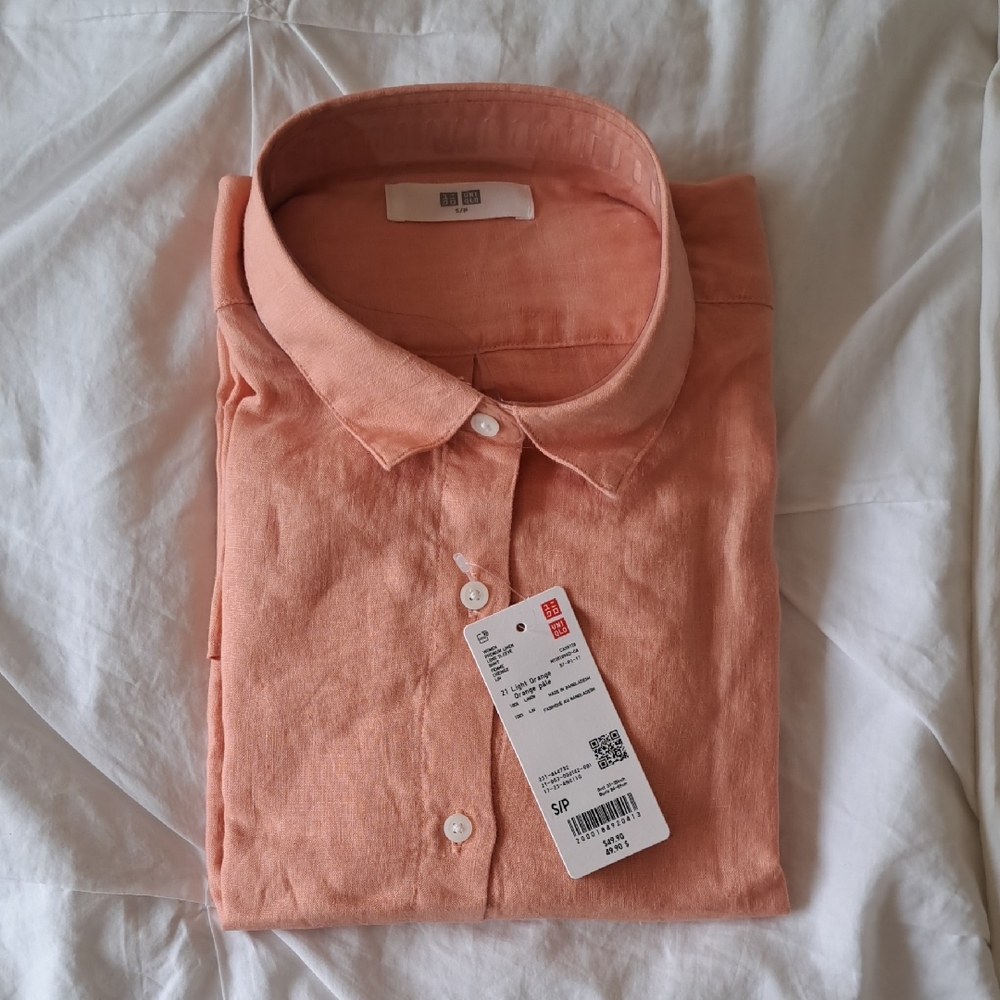 Uniqlo Woman's Casual Peach Button Down Shirt